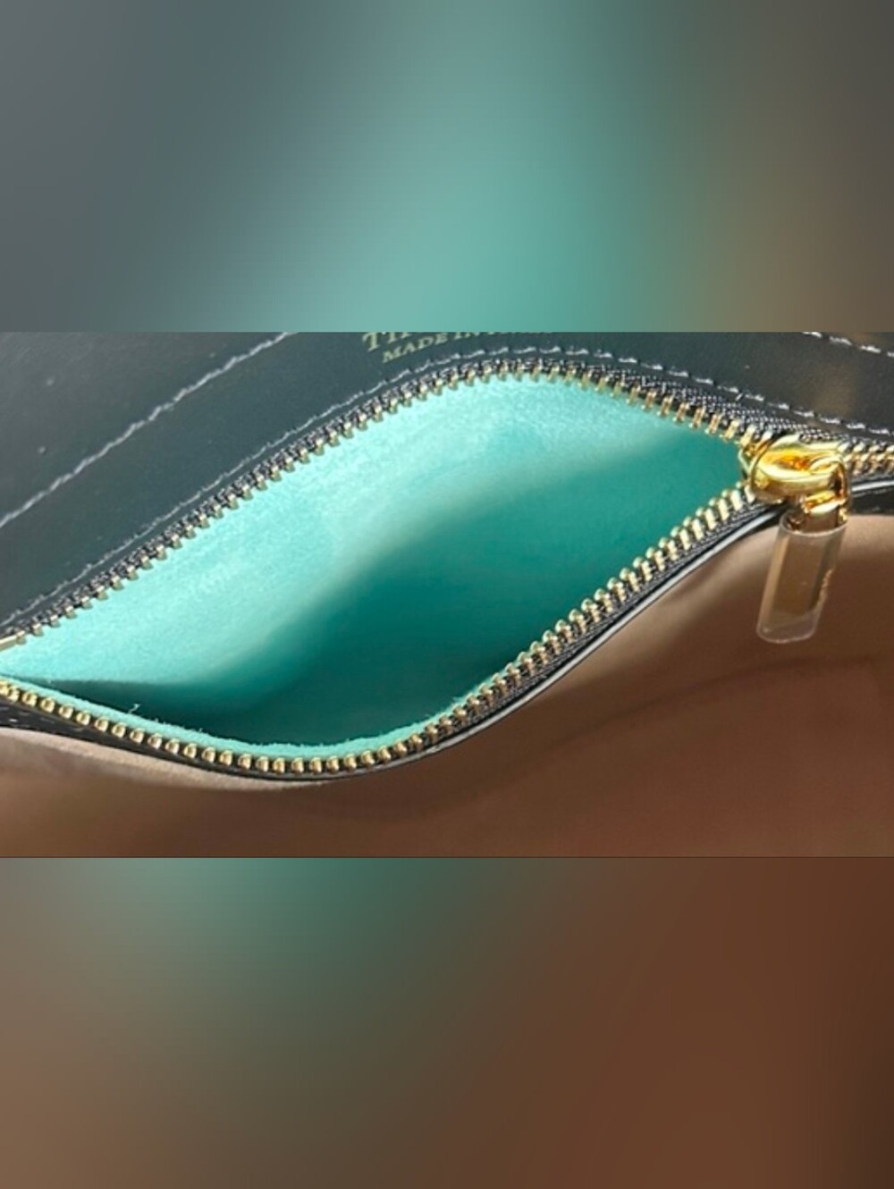 Tiffany & Co. Authentic Black Leather Heart Tote with Gold Chain Raised Letters - Picture 7 of 11